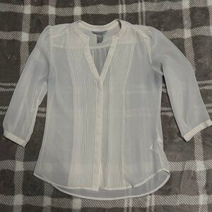 White Sheer Pintuck Blouse – Elegant & Versatile ✨